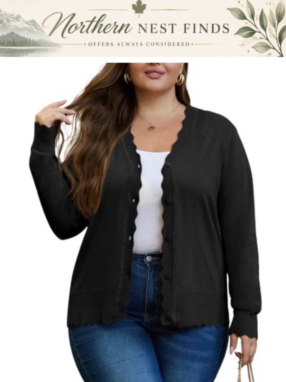 Plus Size Open Front Button Down V-Neck Knit Cardigan Sweater Shrug